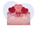 Love letter envelope for Valentine's day. Heart shaped candy. Royalty Free Stock Photo
